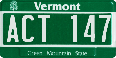 VT license plate ACT147
