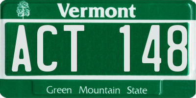 VT license plate ACT148