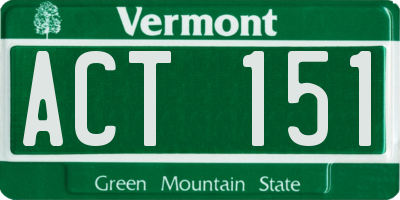 VT license plate ACT151