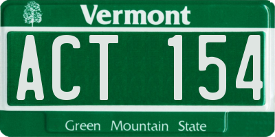 VT license plate ACT154