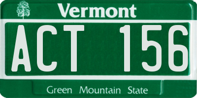VT license plate ACT156