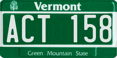 VT license plate ACT158