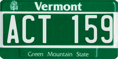 VT license plate ACT159