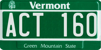 VT license plate ACT160