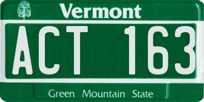 VT license plate ACT163