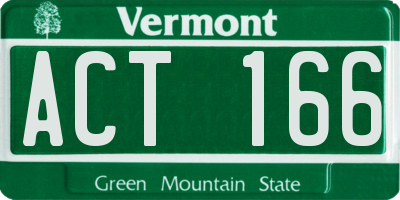 VT license plate ACT166