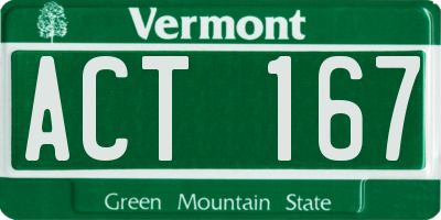 VT license plate ACT167