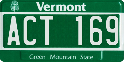 VT license plate ACT169