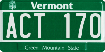 VT license plate ACT170