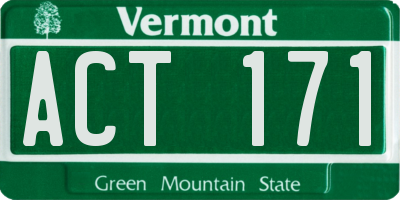 VT license plate ACT171