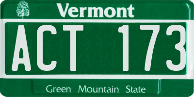 VT license plate ACT173