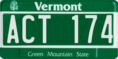 VT license plate ACT174
