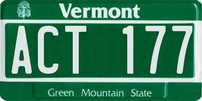 VT license plate ACT177
