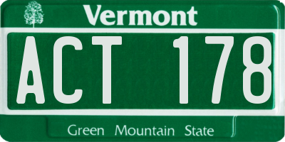 VT license plate ACT178