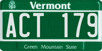 VT license plate ACT179