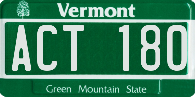 VT license plate ACT180