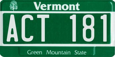 VT license plate ACT181