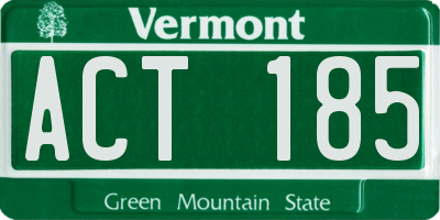 VT license plate ACT185