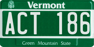 VT license plate ACT186