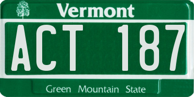 VT license plate ACT187