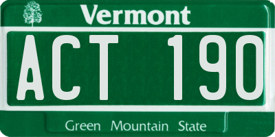 VT license plate ACT190