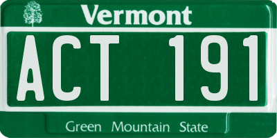 VT license plate ACT191