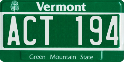 VT license plate ACT194