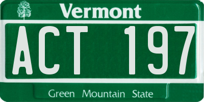 VT license plate ACT197