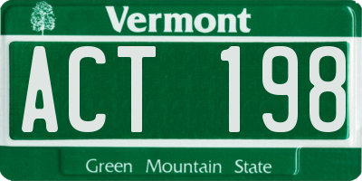 VT license plate ACT198