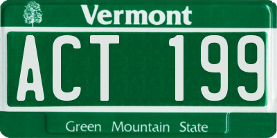 VT license plate ACT199