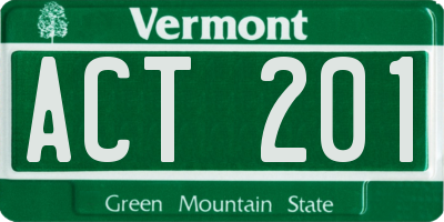 VT license plate ACT201
