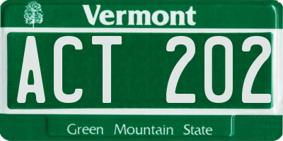 VT license plate ACT202