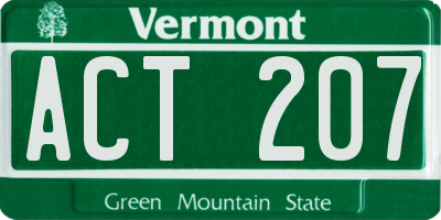 VT license plate ACT207