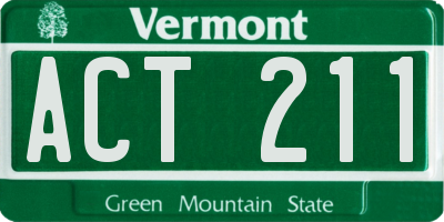 VT license plate ACT211