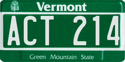 VT license plate ACT214
