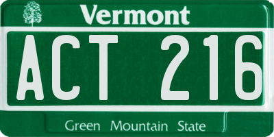 VT license plate ACT216