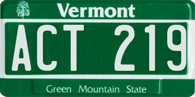 VT license plate ACT219