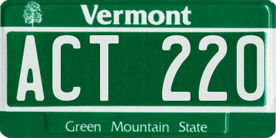 VT license plate ACT220