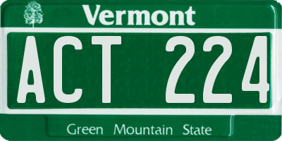VT license plate ACT224