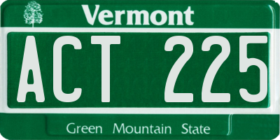 VT license plate ACT225