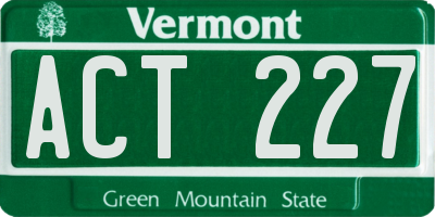 VT license plate ACT227