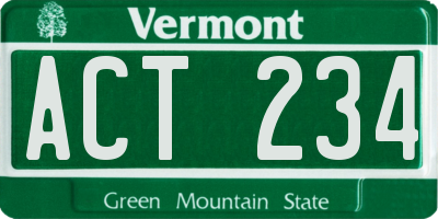 VT license plate ACT234
