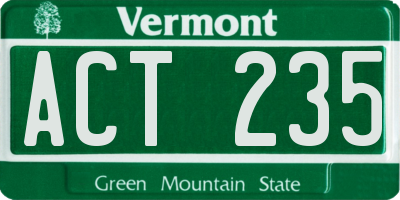 VT license plate ACT235