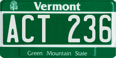 VT license plate ACT236