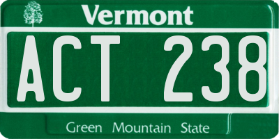 VT license plate ACT238