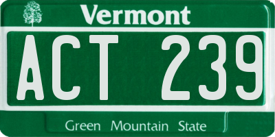 VT license plate ACT239