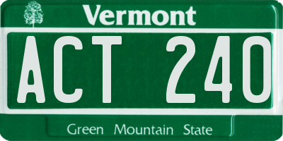 VT license plate ACT240