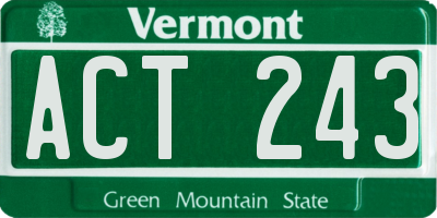 VT license plate ACT243