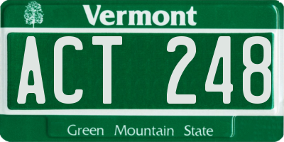 VT license plate ACT248