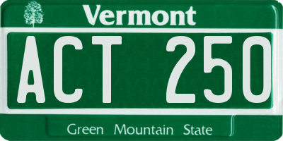 VT license plate ACT250